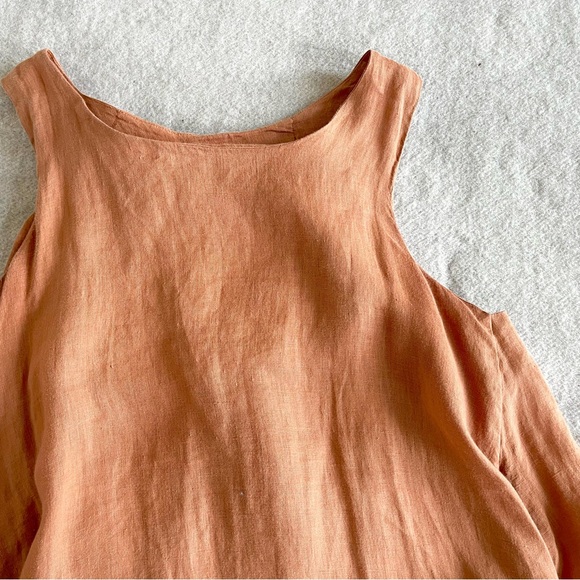 Black crane linen rust midi-maxi dress - Picture 9 of 12